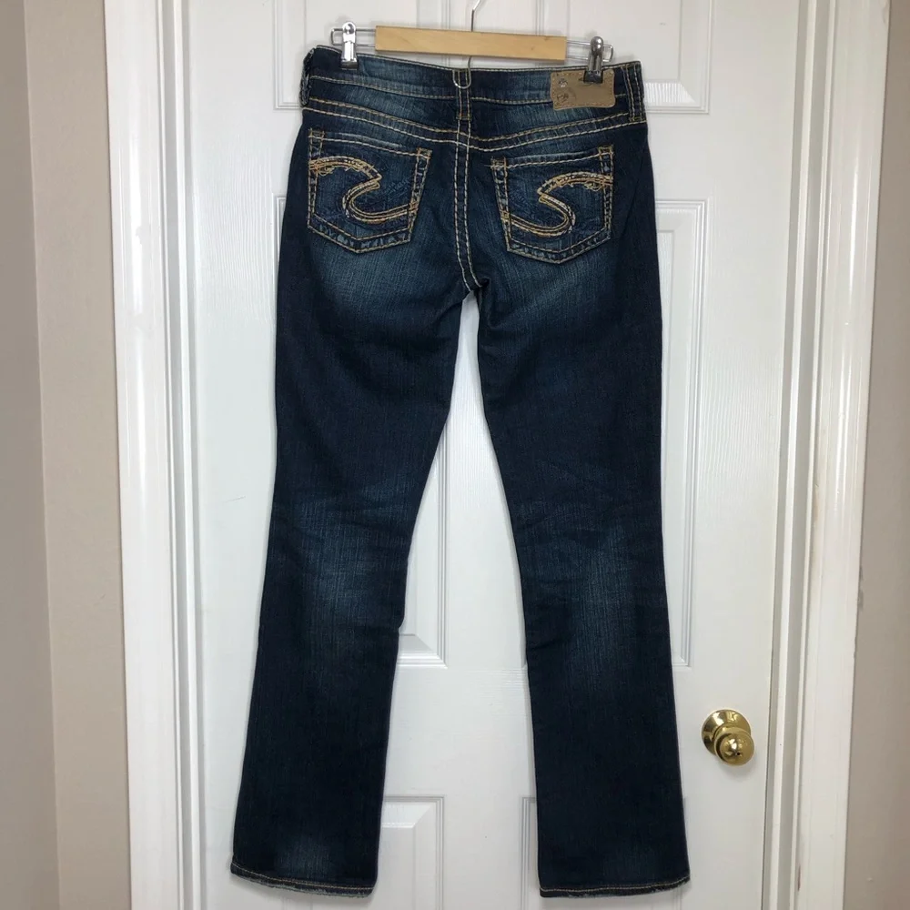Silver Jeans Co Lola 17” Cotton Mix Dark Wash Straight Leg Jeans W27 L32